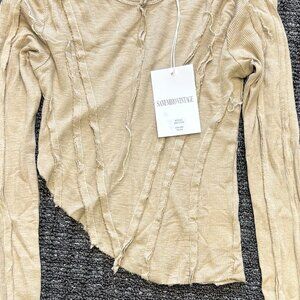 NWT Sami Miro Vintage Raw Edge Ribbed Top – Taupe